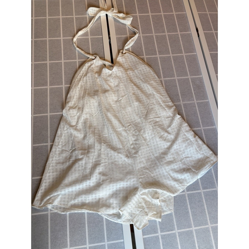 Show Me Your Mumu‎ Grommet Ribbon Tie Halter Romper Check White 3" Shorts Sz L
